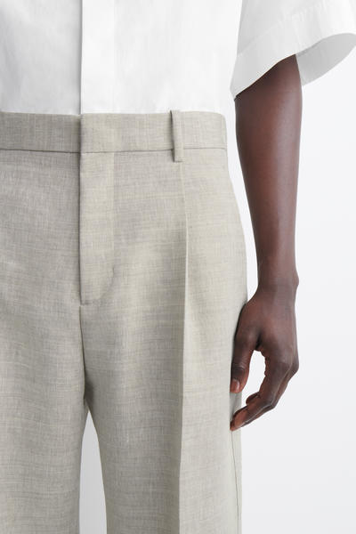 COS リネンウール  バレルレッグパンツ