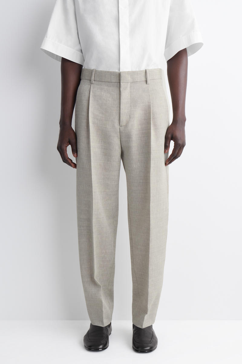 COS リネンウール  バレルレッグパンツ