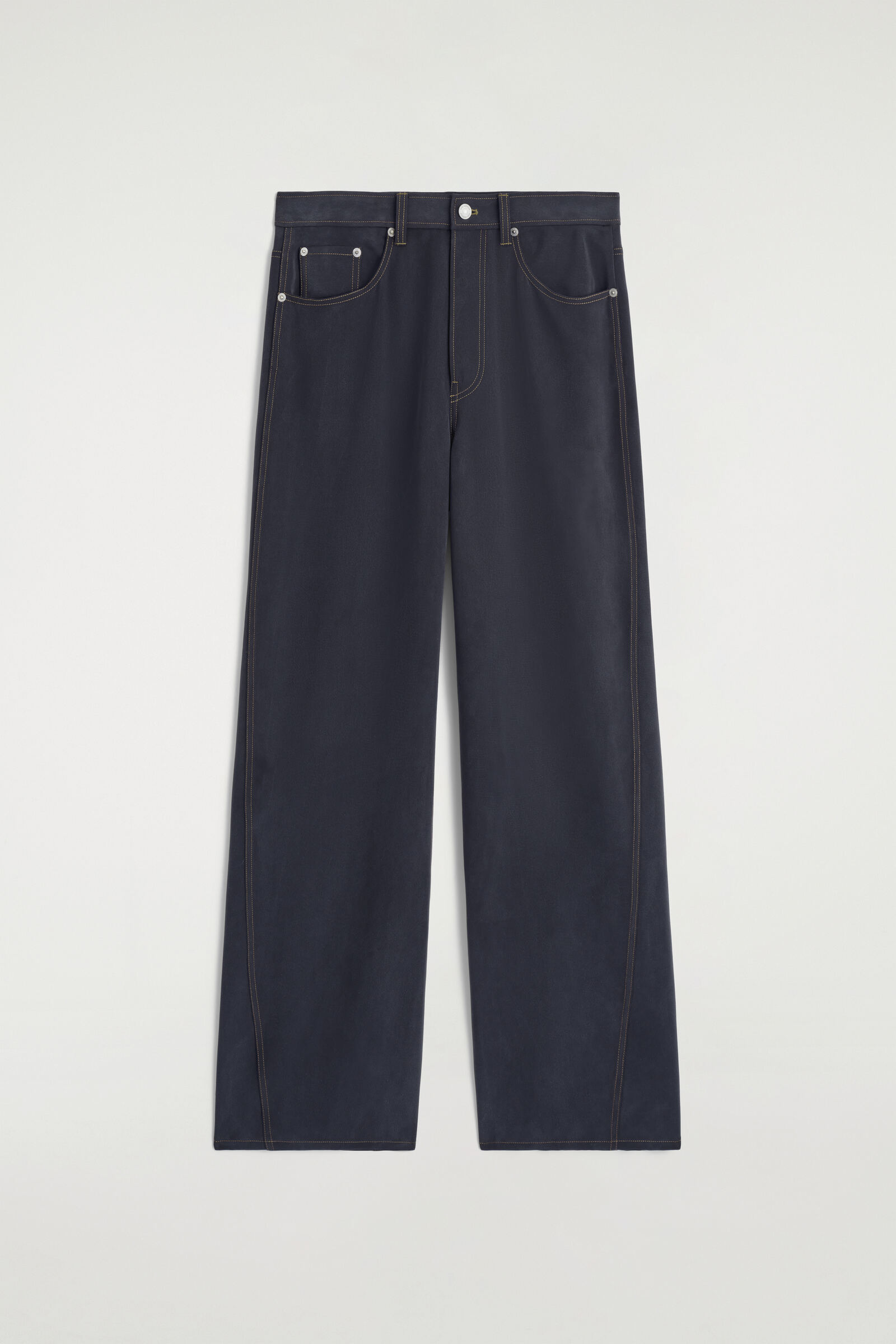 DENIM-EFFECT SILK TROUSERS デニムエフェクト シルクパンツ