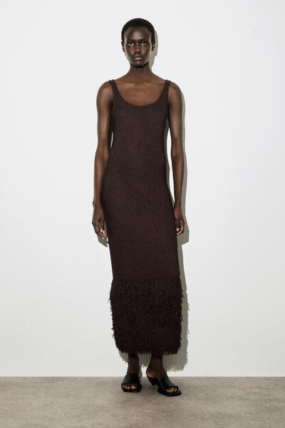 COS フリンジヘムニットコラムドレス
