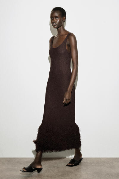 COS フリンジヘムニットコラムドレス