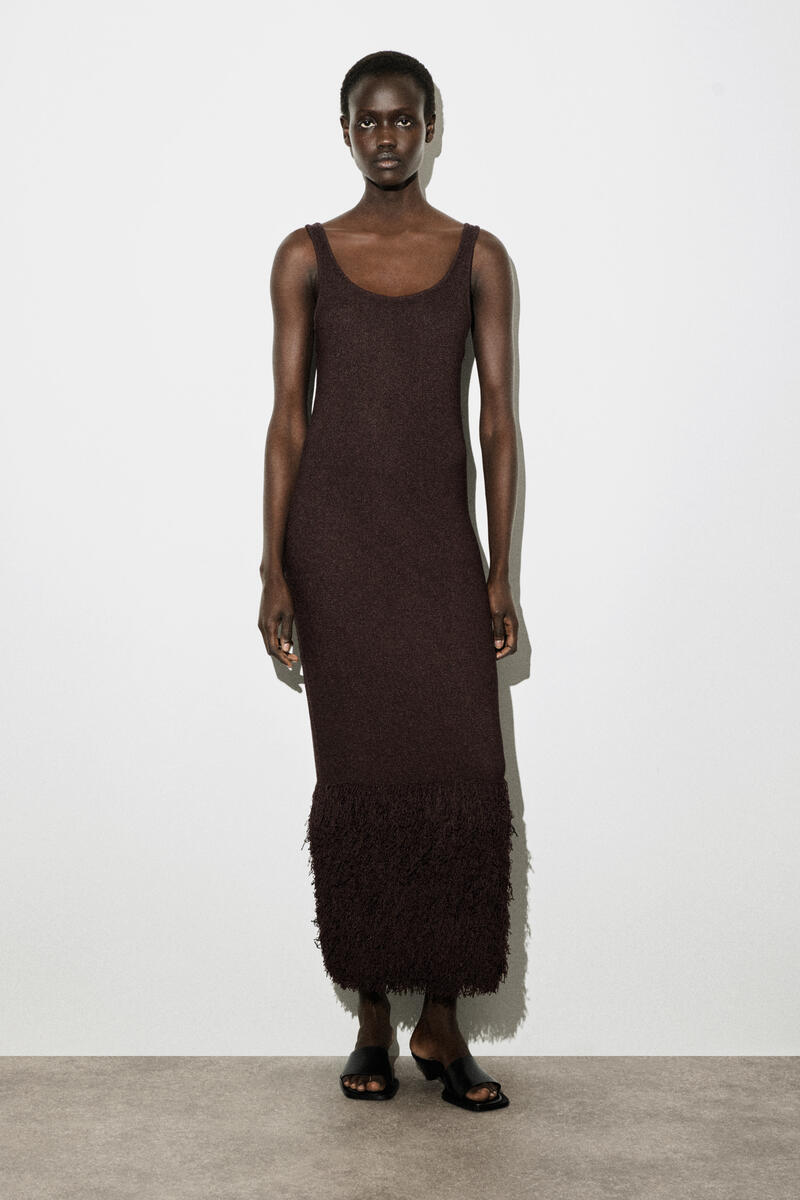 COS フリンジヘムニットコラムドレス