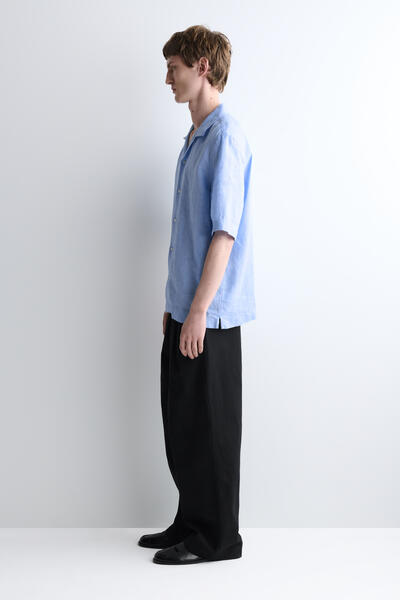 COS キャンプカラー半袖リネンシャツ