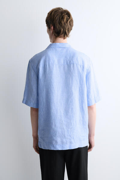 COS キャンプカラー半袖リネンシャツ