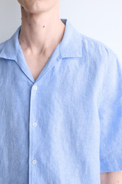 COS キャンプカラー半袖リネンシャツ