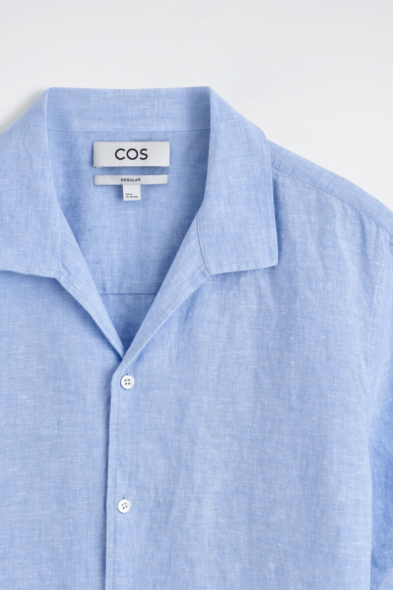 COS キャンプカラー半袖リネンシャツ