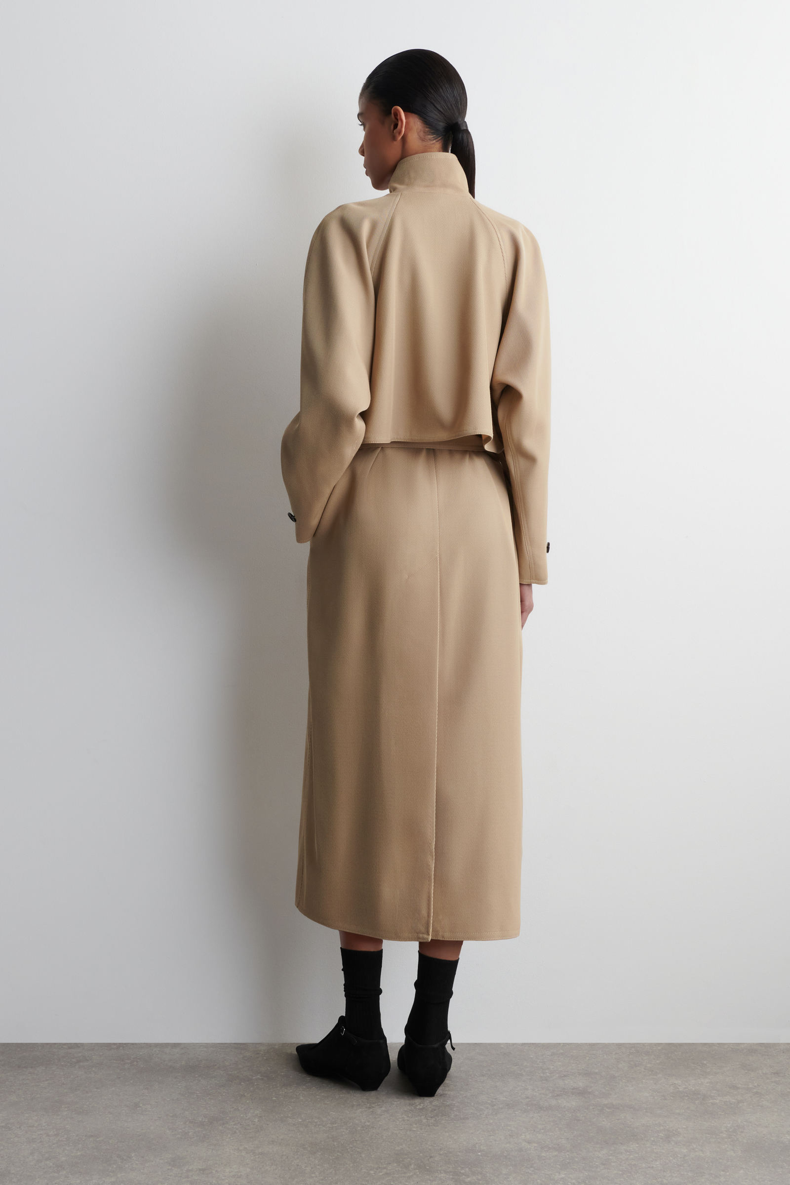 WRAP-OVER WOOL-TWILL TRENCH COAT ラップオーバー ウールツイル