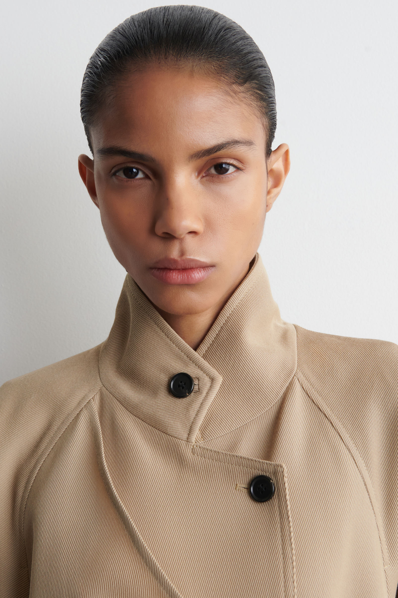 WRAP-OVER WOOL-TWILL TRENCH COAT ラップオーバー ウールツイル
