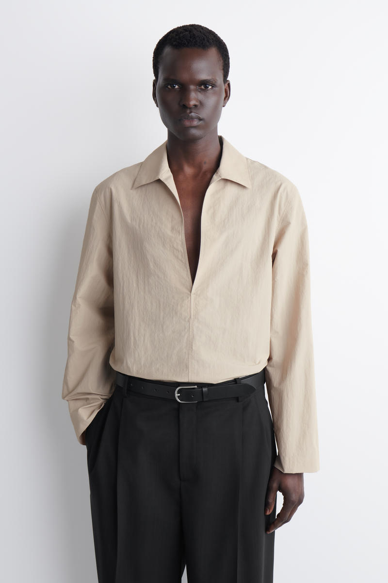 COS テーラード オープンカラー ナイロンシャツ