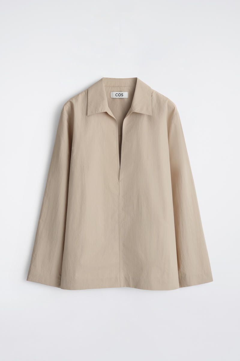 COS テーラード オープンカラー ナイロンシャツ