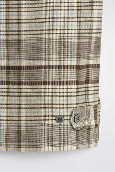 COS チェック柄 リネンブレンド 半袖シャツ