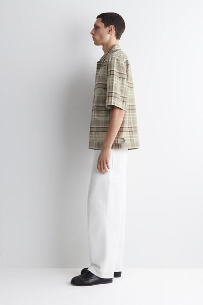 COS チェック柄 リネンブレンド 半袖シャツ