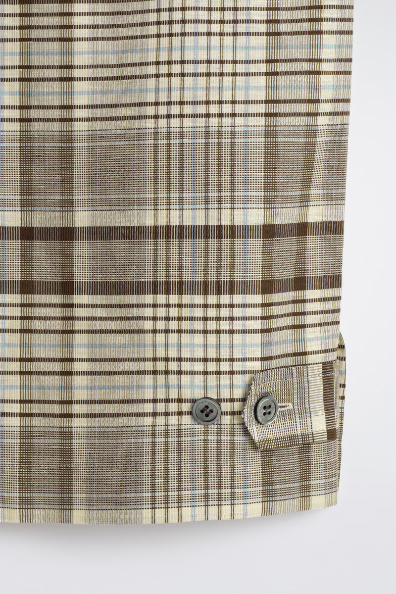 COS チェック柄 リネンブレンド 半袖シャツ