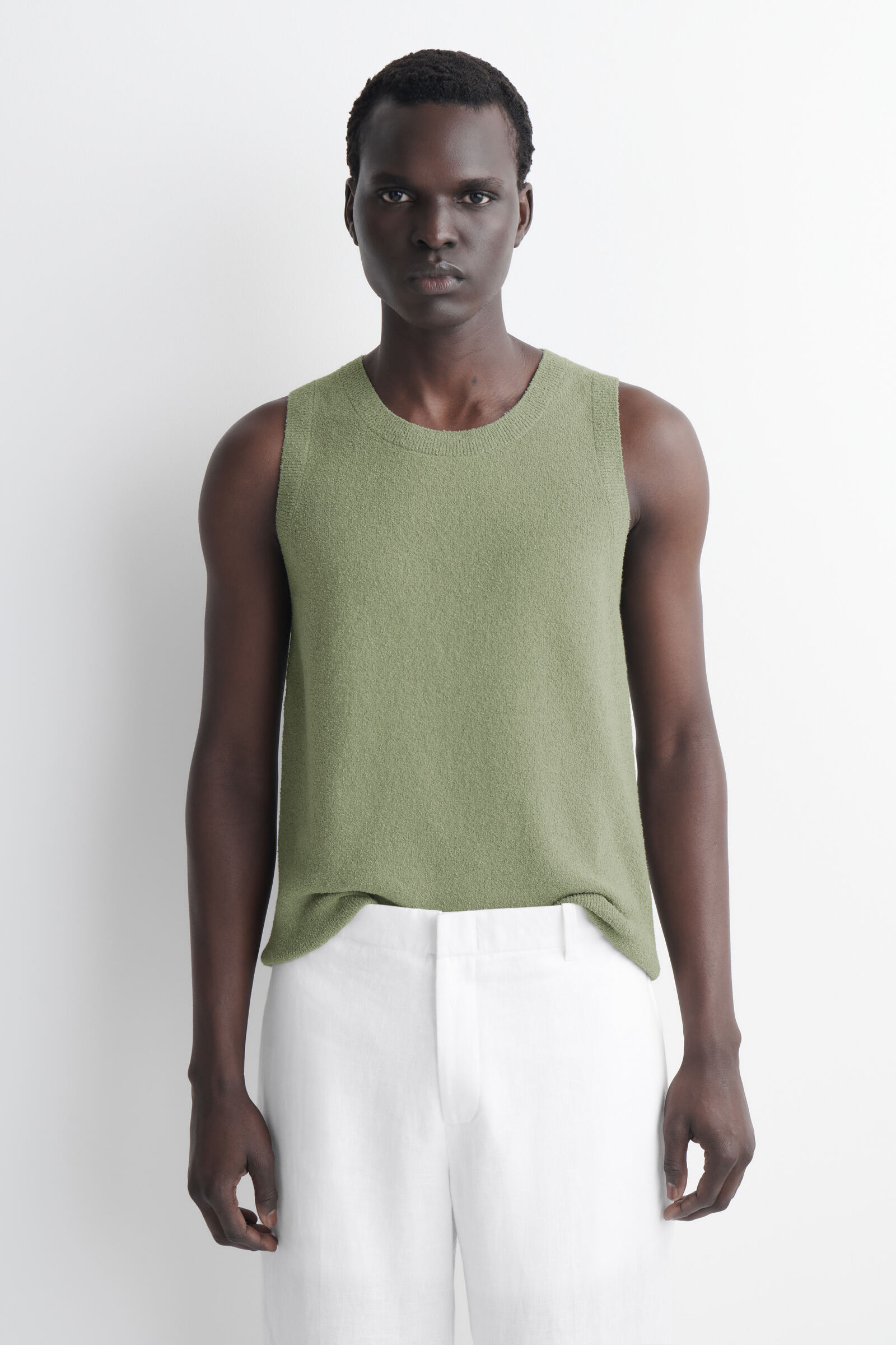 BOUCLE-KNIT TANK TOP ブークレニットタンクトップ グリーン｜COS コス