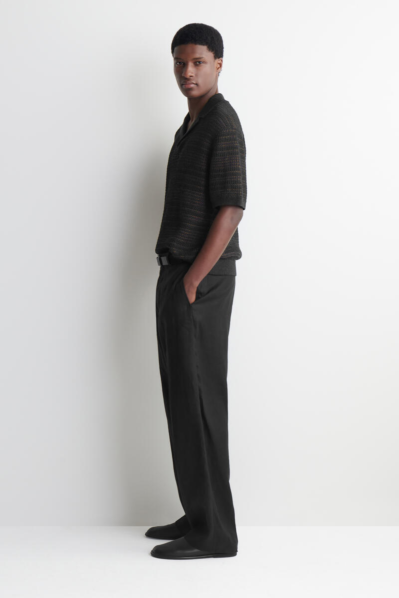 STRIPED OPEN-KNIT POLO SHIRT ストライプ オープンニット ポロシャツ