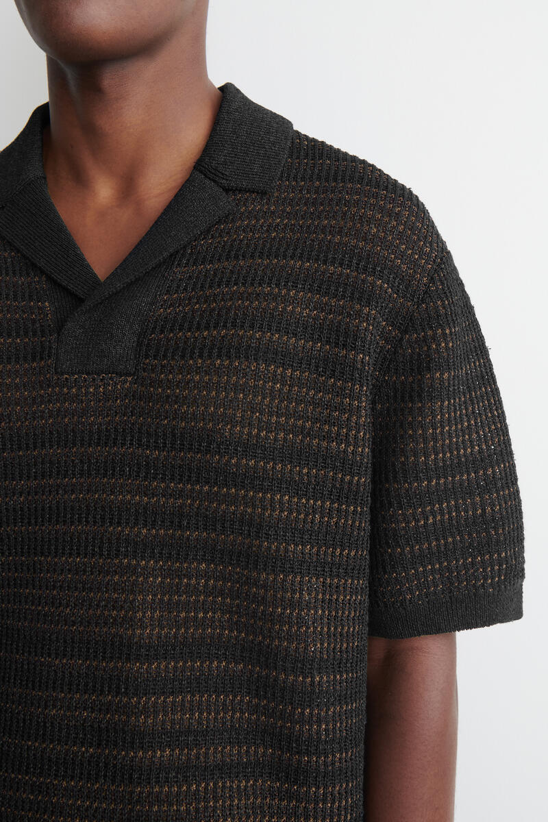 STRIPED OPEN-KNIT POLO SHIRT ストライプ オープンニット ポロシャツ