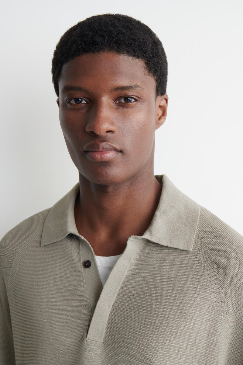 KNITTED LINEN-SILK POLO SHIRT リネンシルク ニットポロシャツ ライト