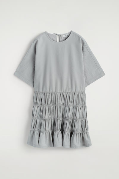 COS スモックシアサッカーミニドレス