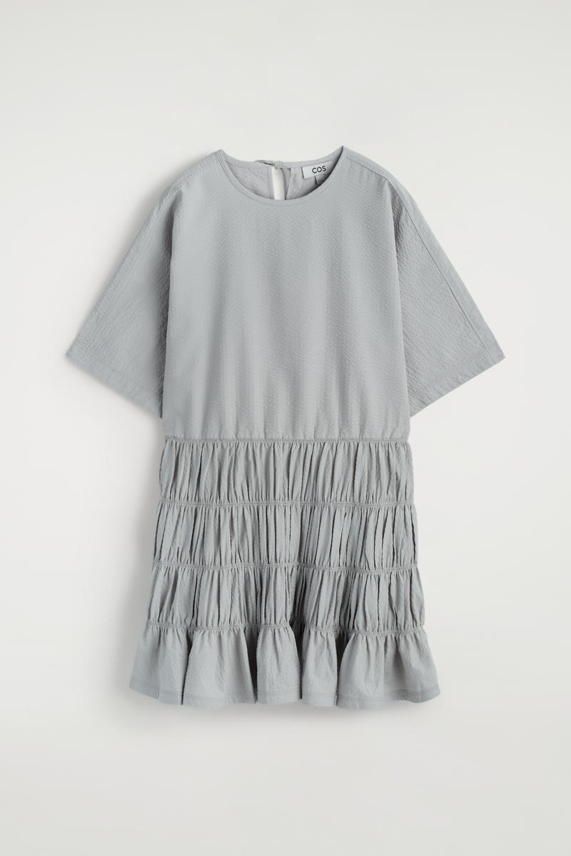 COS スモックシアサッカーミニドレス
