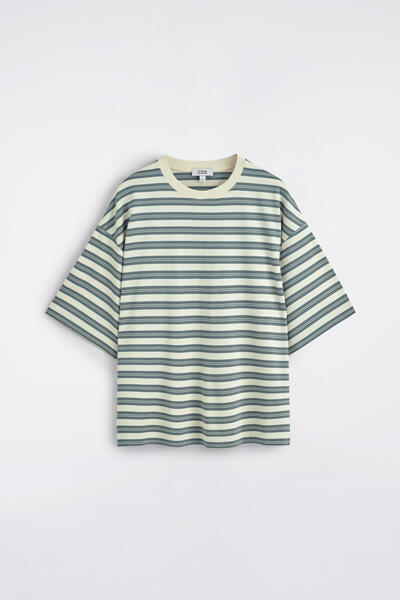 COS オーバーサイズ　ストライプコットンTシャツ