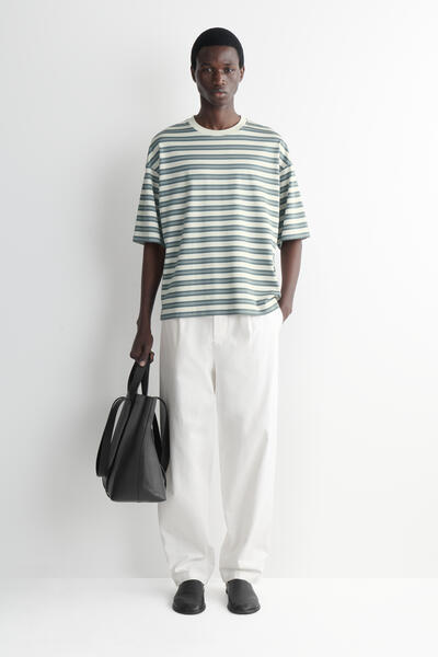 COS オーバーサイズ　ストライプコットンTシャツ