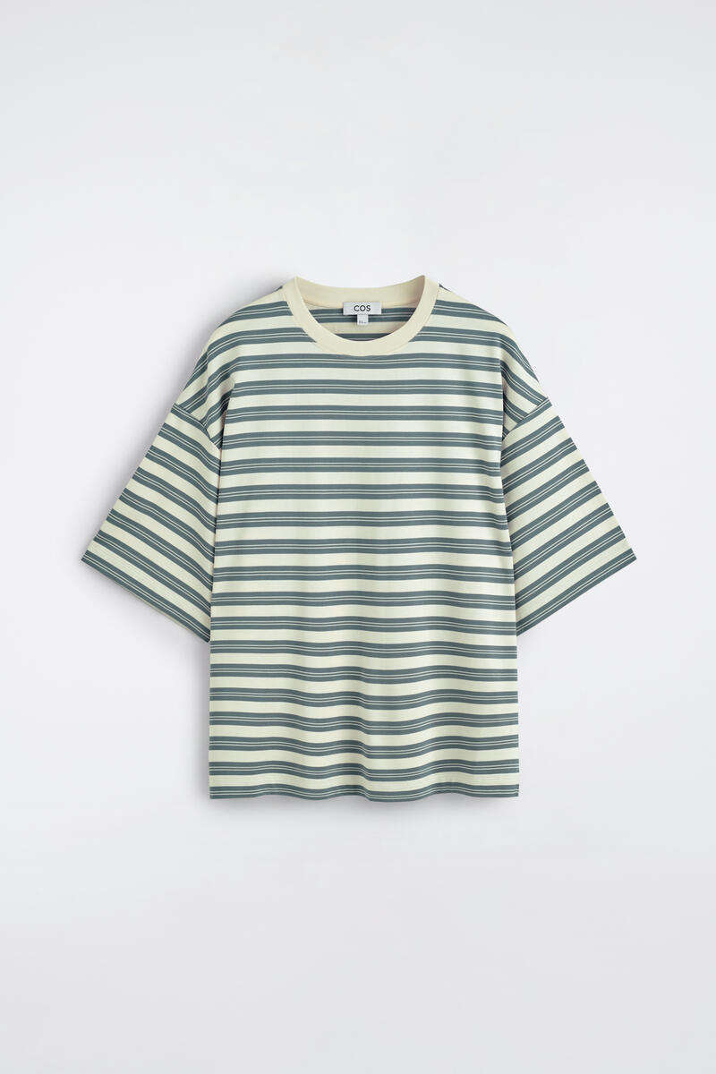 COS オーバーサイズ　ストライプコットンTシャツ