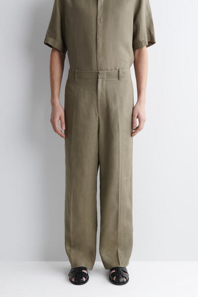 COS リネン ストレートレッグパンツ