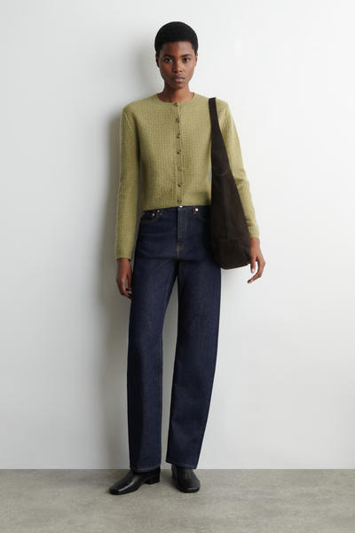 COS ジグザグ編みモヘア混カーディガン