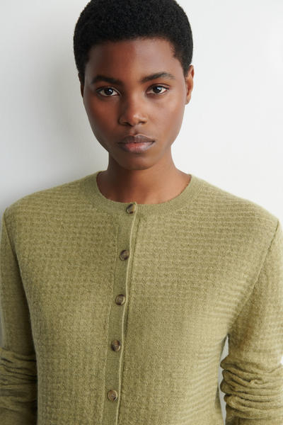 COS ジグザグ編みモヘア混カーディガン