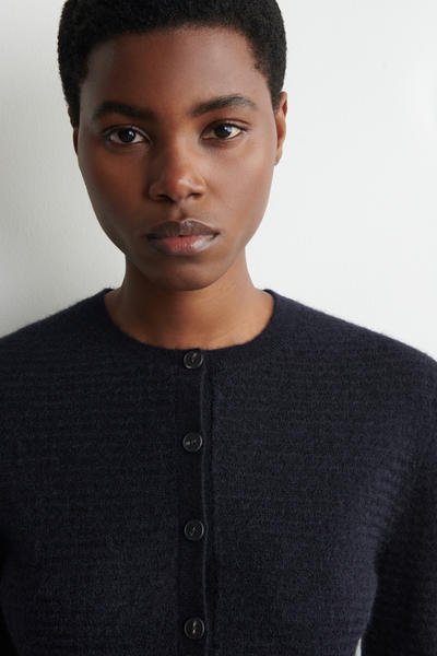 COS ジグザグ編みモヘア混カーディガン