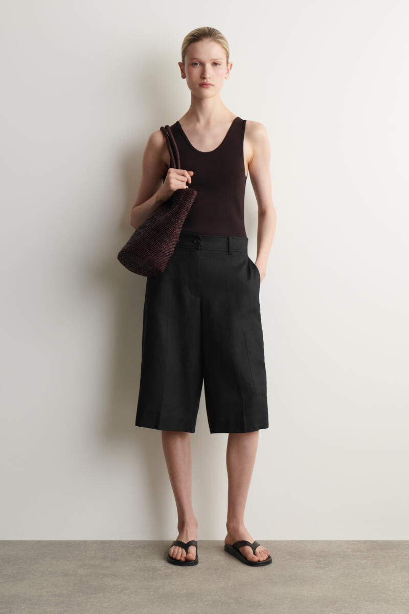 COS リネン ユーティリティ バミューダショーツ