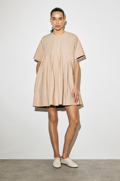 COS プリーツ コットンポプリン ミニドレス