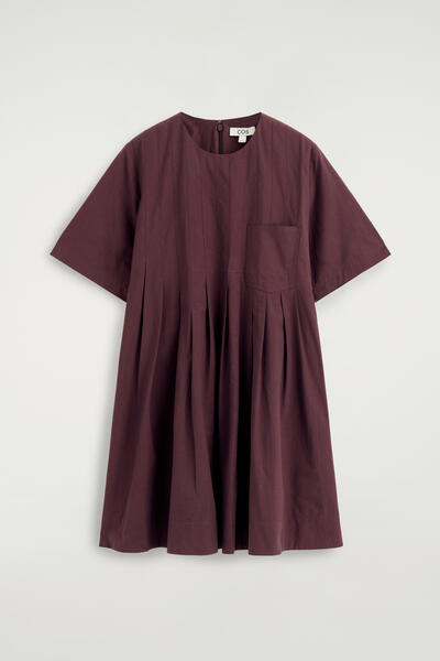 COS プリーツ コットンポプリン ミニドレス