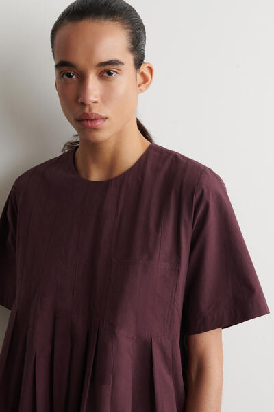 COS プリーツ コットンポプリン ミニドレス