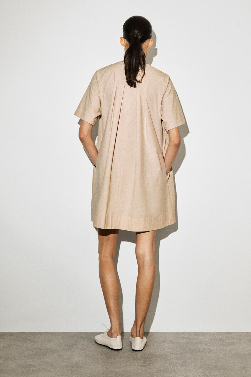 COS プリーツ コットンポプリン ミニドレス