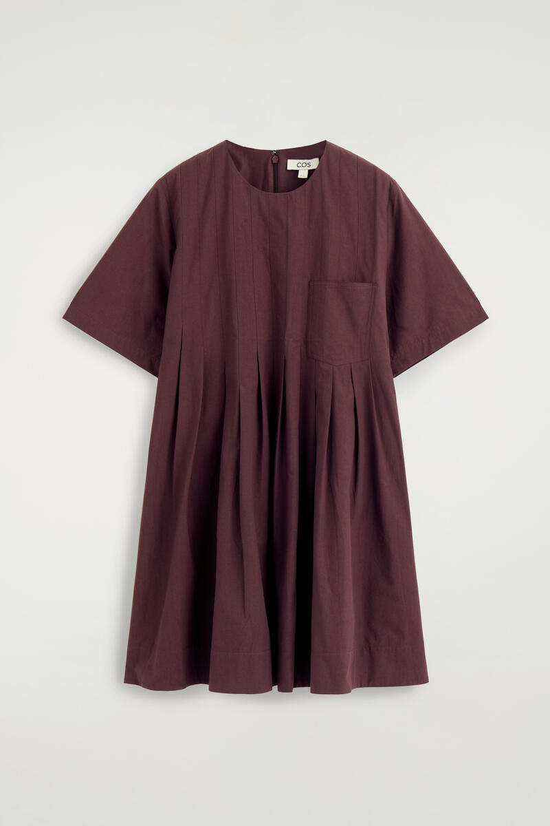 COS プリーツ コットンポプリン ミニドレス