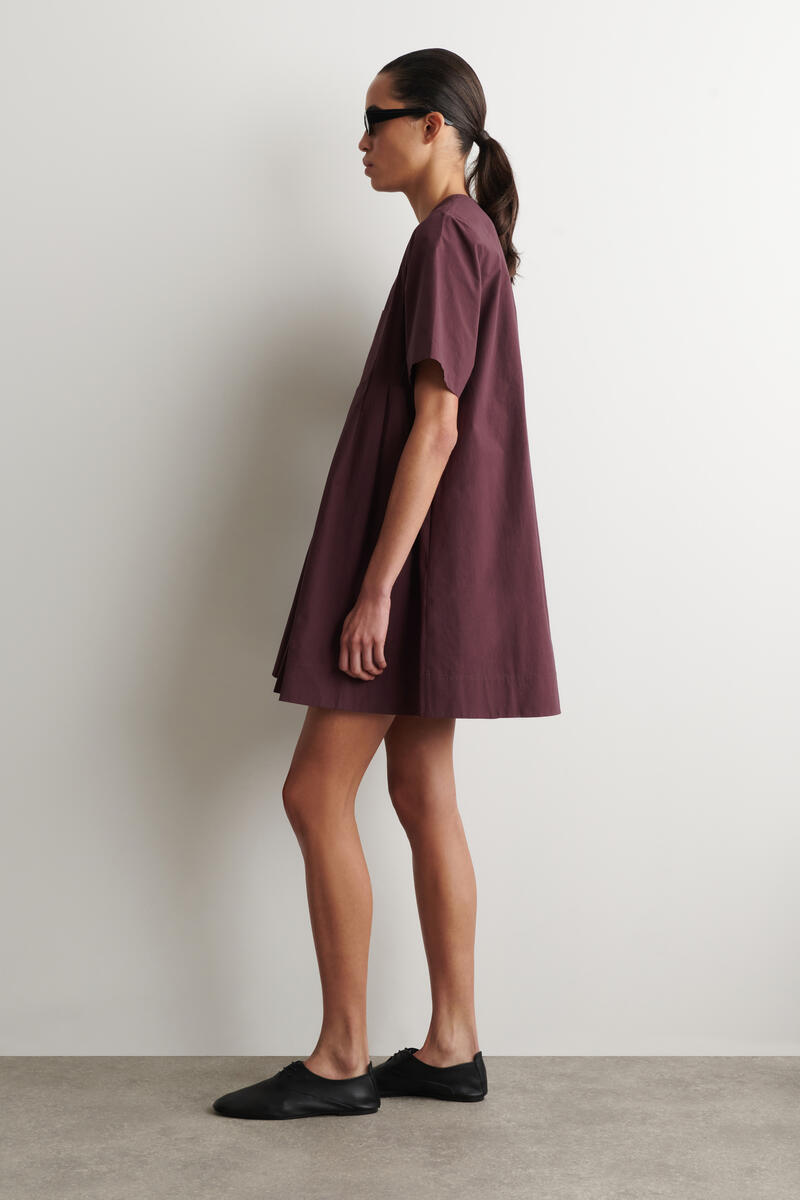 COS プリーツ コットンポプリン ミニドレス