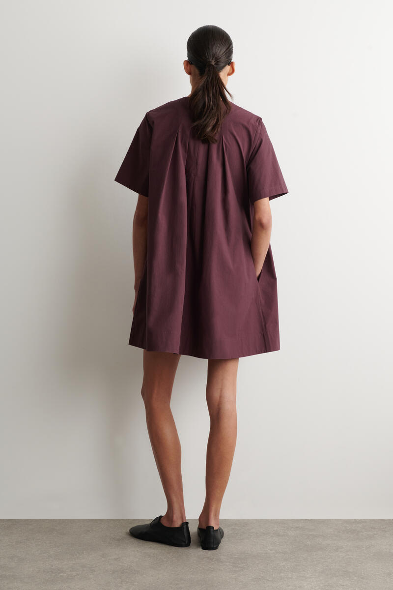 COS プリーツ コットンポプリン ミニドレス