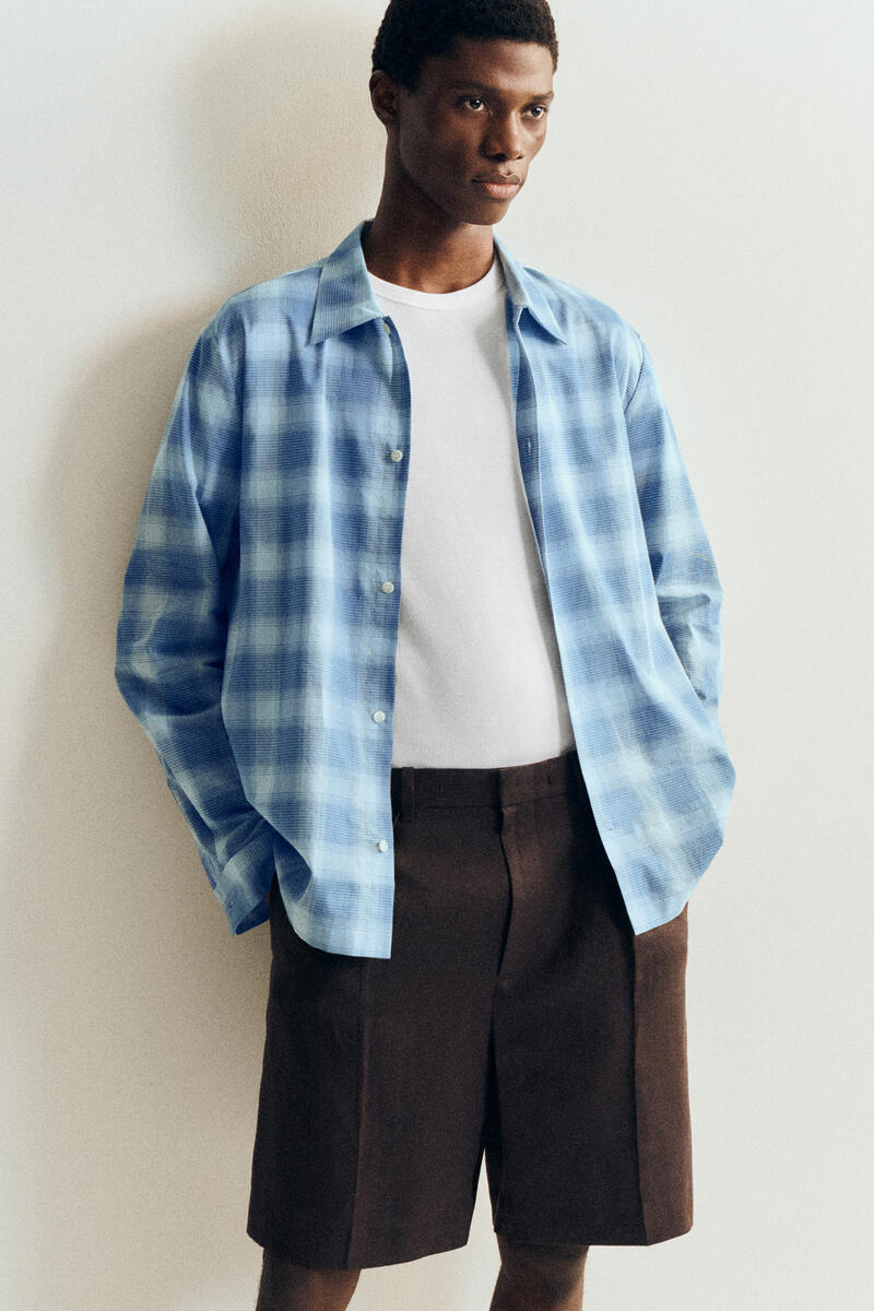 CHECKED COTTON SHIRT チェック柄コットンシャツ ブルー / チェック柄