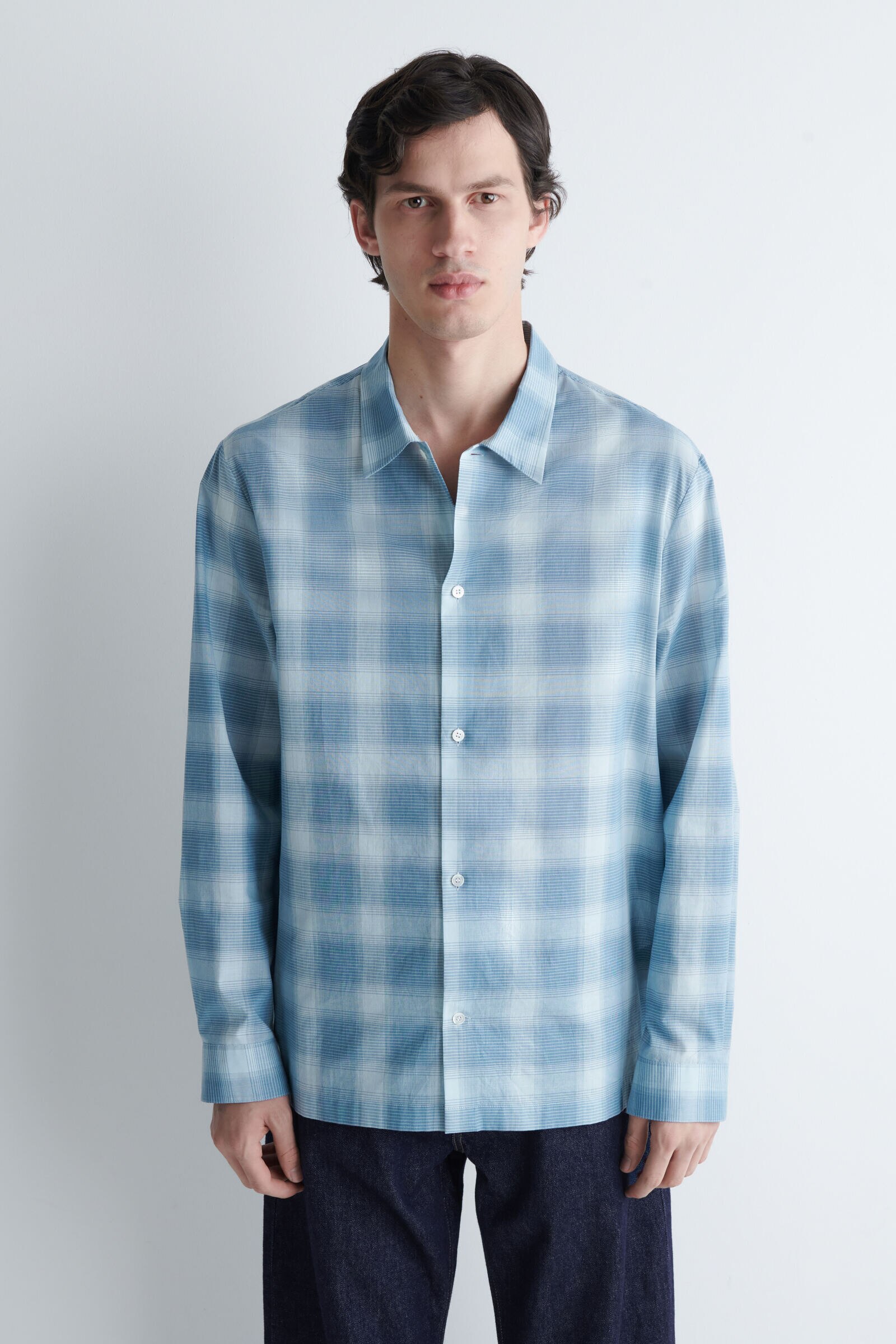CHECKED COTTON SHIRT チェック柄コットンシャツ ブルー / チェック柄
