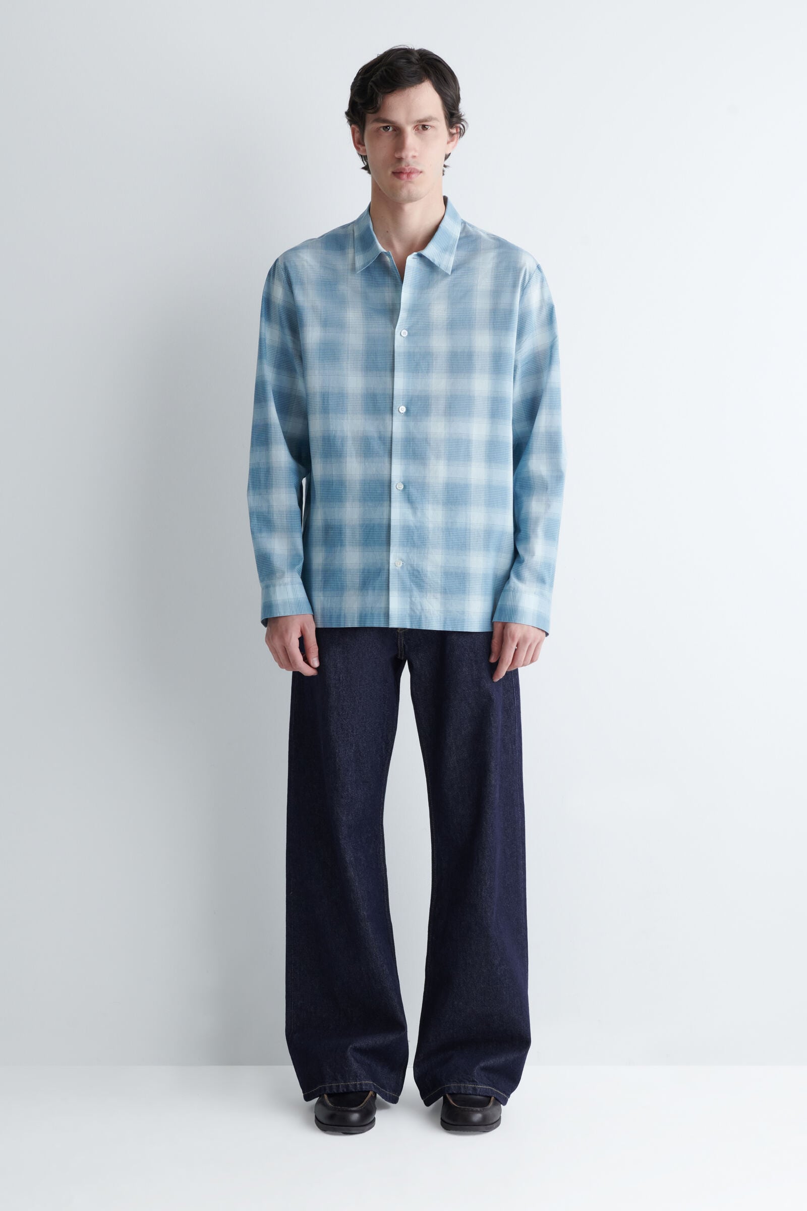 CHECKED COTTON SHIRT チェック柄コットンシャツ ブルー / チェック柄