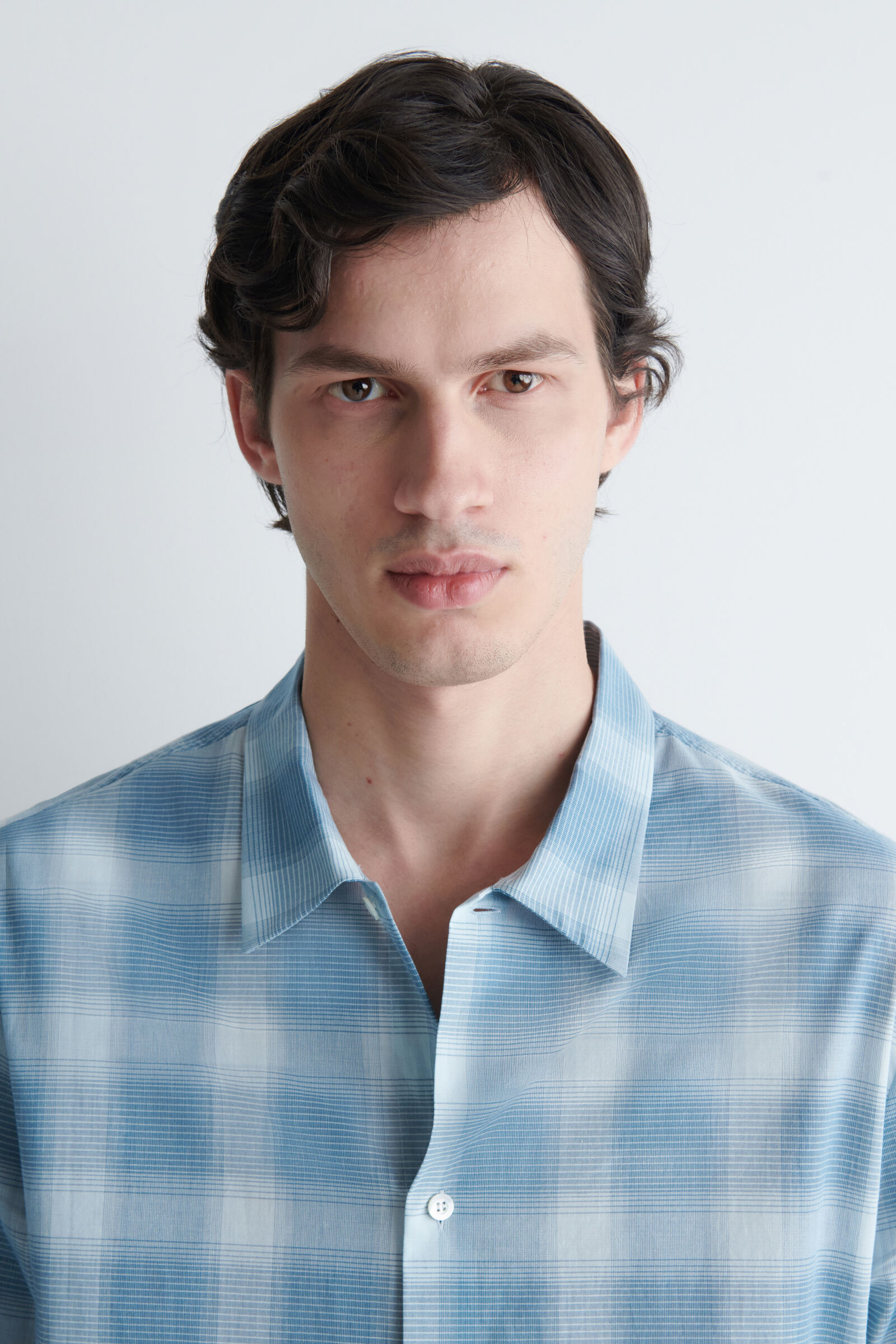 CHECKED COTTON SHIRT チェック柄コットンシャツ ブルー / チェック柄