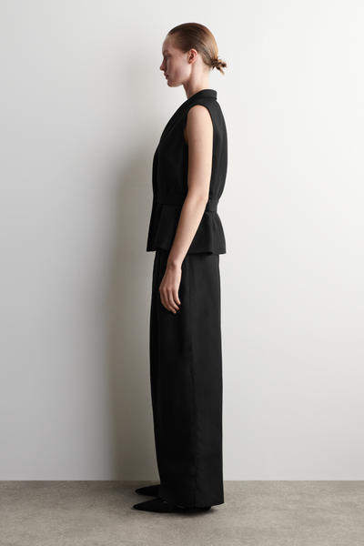 COS ショールカラー ベルト付きリネンブレンド ベスト