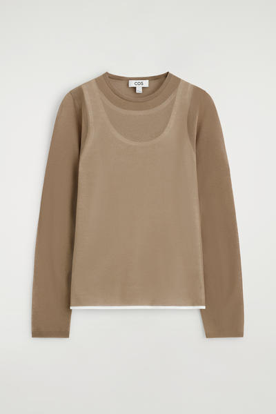 COS レイヤードニットロングスリーブトップ