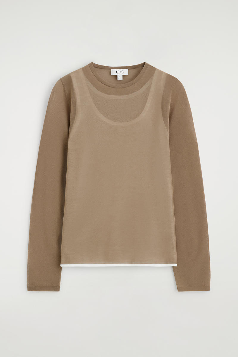COS レイヤードニットロングスリーブトップ