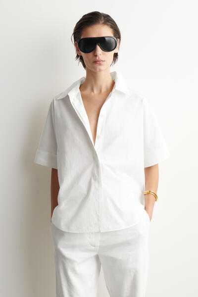 COS オーバーサイズ 半袖コットンシャツ