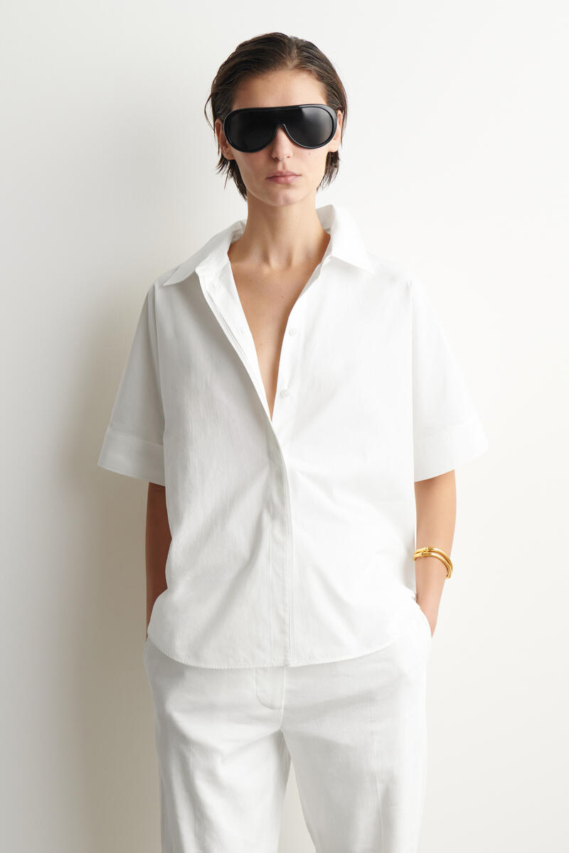 COS オーバーサイズ 半袖コットンシャツ