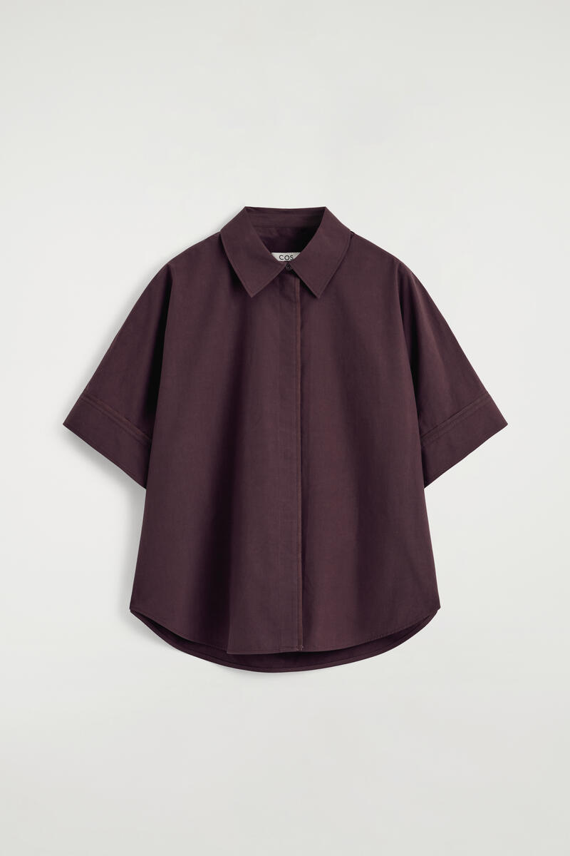 COS オーバーサイズ 半袖コットンシャツ