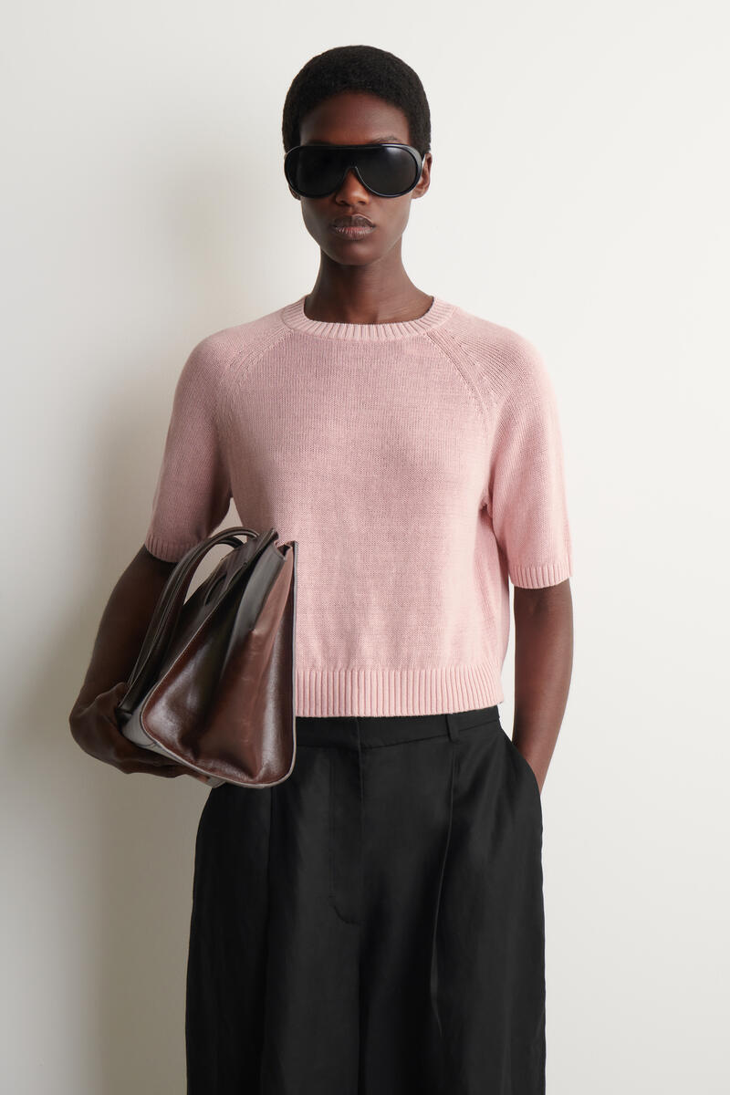 SHRUNKEN KNITTED LINEN T-SHIRT シュリンクニットリネンTシャツ