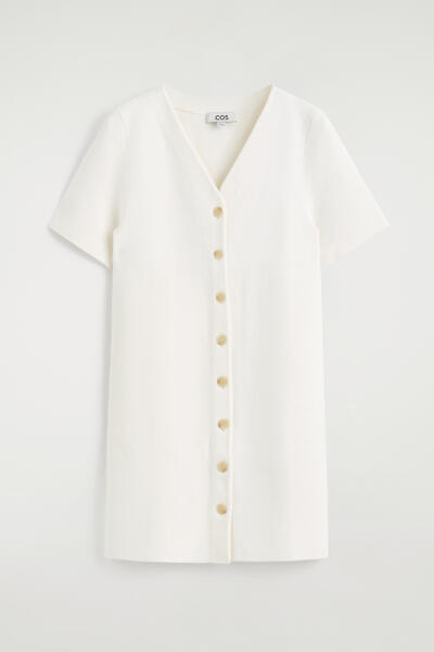 COS ボタン付きミラノリブニット ミニドレス